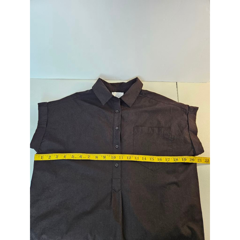 Sundays Black Cotton Short Sleeve Button Down Shirt Relaxed Fit Minimalist XS - Picture 5 of 6